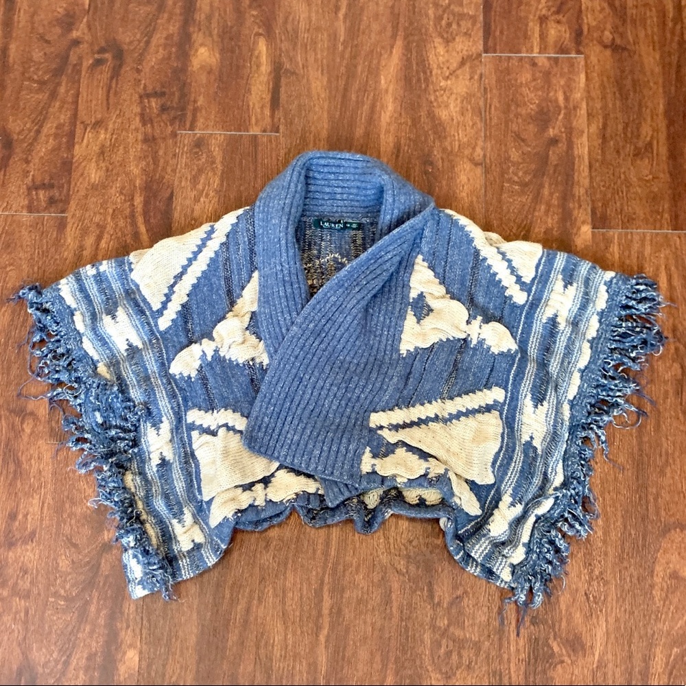 Ralph Lauren Cardigan Wool Linen Southwest Fringe